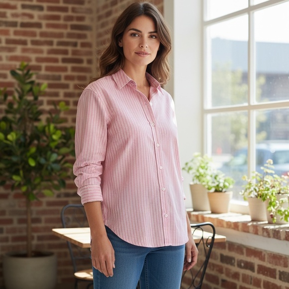 H&M striped cotton button down - sz small - Picture 1 of 5